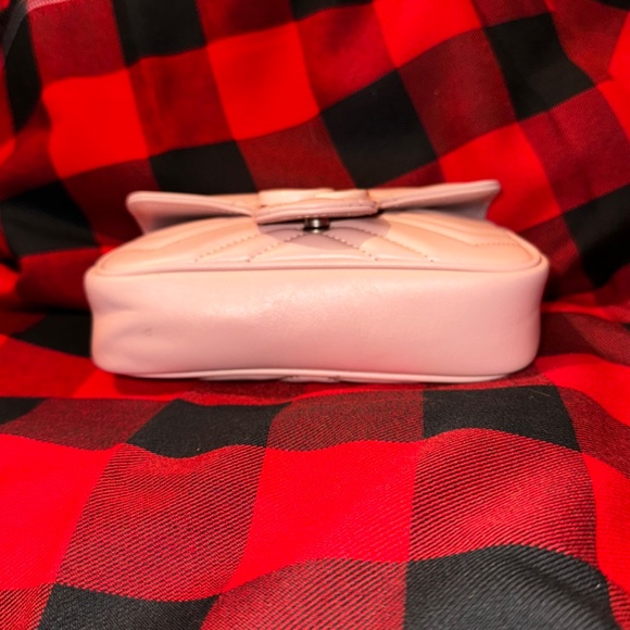 Gucci Calfskin Matelasse Monochrome GG Marmont Chain Belt Bag Perfect Pink - Picture 3 of 6